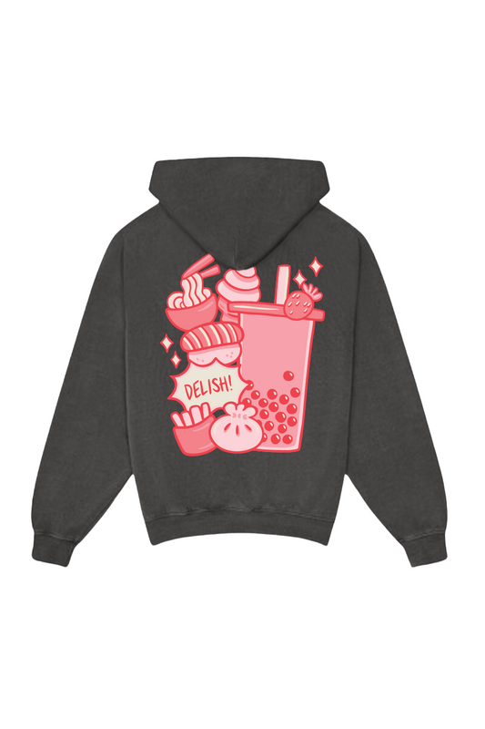 feed meimei Premium Boba Faded Black Hoodie